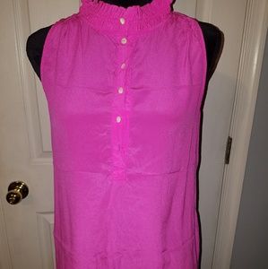 Hot Pink J. Crew sleeveless silk shirt size 8
